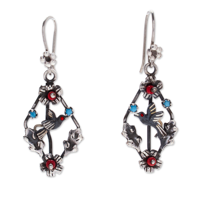 Diamond-Shaped Sterling Silver Dangle Earrings from Mexico
