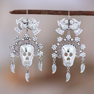 Taxco 925 Silver Day of the Dead Catrina Dangle Earrings