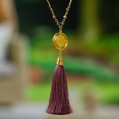 Gold-Plated Cultured Pearl Long Y Necklace with Tassel