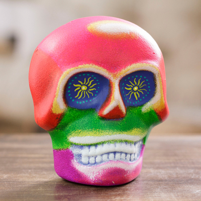 Day of the Dead Hand-Painted Colorful Ceramic Skull Mask