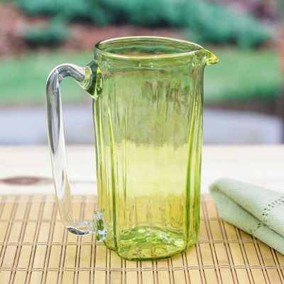 Hand Blown Eco-Friendly Recycled Glass Pitcher in Green
