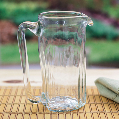 Hand Blown Eco-Friendly Recycled Glass Pitcher from Mexico