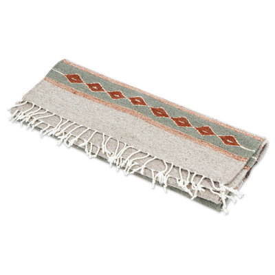 Handwoven Striped Taupe Zapotec Wool Runner (2x6)