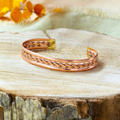Classic High-Polished Copper Cuff Bracelet from Mexico