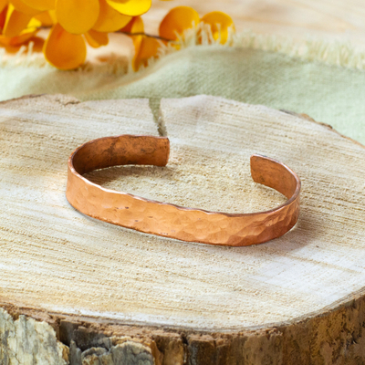 Classic Hammered Copper Cuff Bracelet Crafted in Mexico