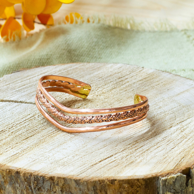 High-Polished Copper Cuff Bracelet Crafted in Mexico