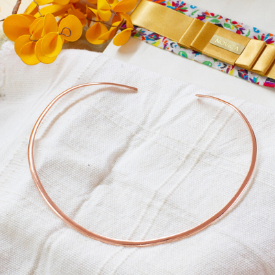 Minimalist High-Polished Copper Collar Necklace from Mexico