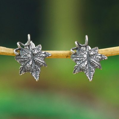 Sylvan-Inspired Oxidized Sterling Silver Button Earrings