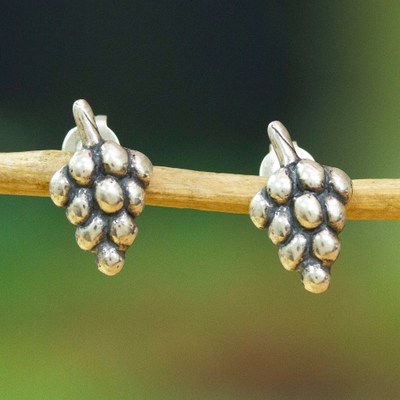 Winegrape-Shaped Sterling Silver Stud Earrings from Mexico
