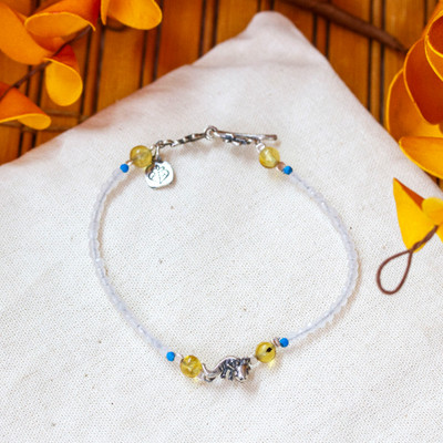 Rainbow Moonstone Reconstituted Turquoise Axolotl Bracelet