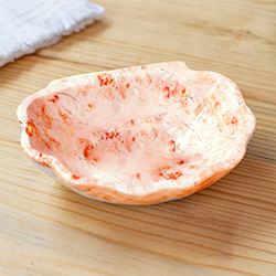 Pink White Grey Hand-Carved Natural Marble Seashell Catchall