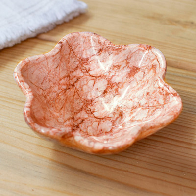 Six-Leaf Clover-Shaped Marble Catchall in Pink Grey White