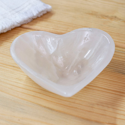 Romantic Heart-Shaped Hand-Carved Natural Marble Catchall