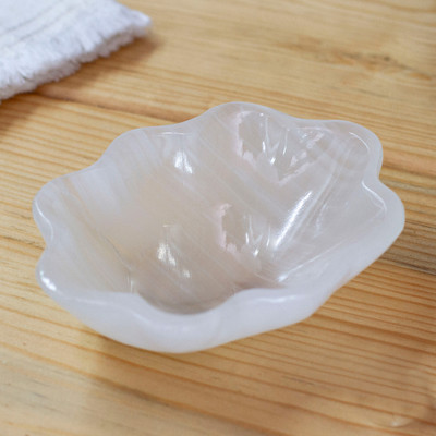 White Shell-Themed Marble Catchall Jewelry Tray Vanity Dish