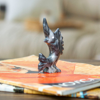 Sea-Themed Marble Figurine of Swordfish in a Blue Palette