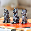 Animal-Themed 3-Piece Dog Marble Figurine Set in Blue Tones
