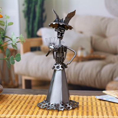 Traditional Day of the Dead Catrina Upcycled Metal Sculpture