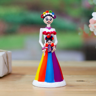 Hand-Painted Folk Art-Inspired Ceramic Sculpture from Mexico