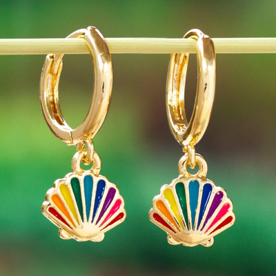 Rainbow 14k Gold-Plated Dangle Earrings in a Polished Finish