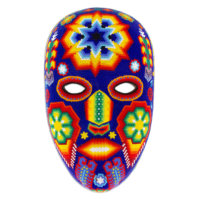 Beaded Huichol Mask Mexican Folk Art Handmade in Mexico