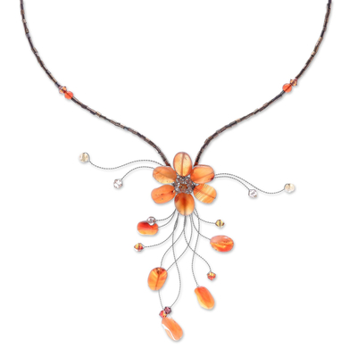Carnelian and citrine flower necklace