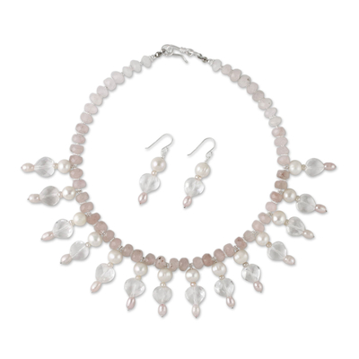 Pearl and quartz jewelry set