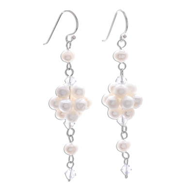Bridal Sterling Silver and Pearl Dangle Earrings