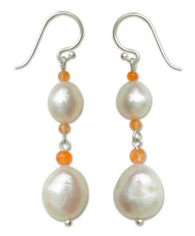 Sterling Silver Pearl Dangle Earrings