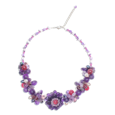 Beaded Amethyst and Pearl Necklace