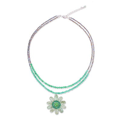 Unique Floral Quartz Pendant Necklace