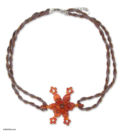 Carnelian flower necklace