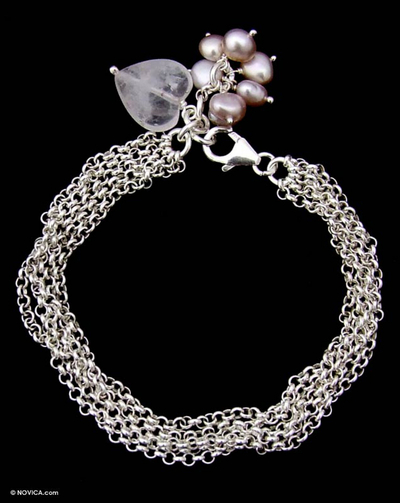 Sterling Silver Chain Bracelet with Heart Charm