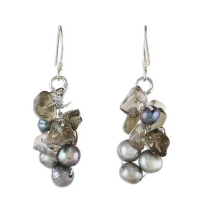 Pearl and Quartz Dangle Earrings