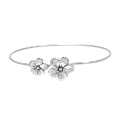 Floral Sterling Silver Bangle Bracelet