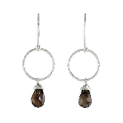 Handcrafted Sterling Silver and Smoky Quartz Earrings