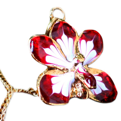 Fair Trade Gold Plated Natural Orchid Necklace