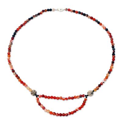 Onyx and Carnelian Strand Necklace