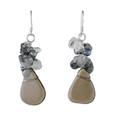 Pearl and Quartz Cluster Earrings