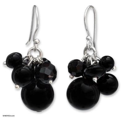 Unique Beaded Onyx Earrings