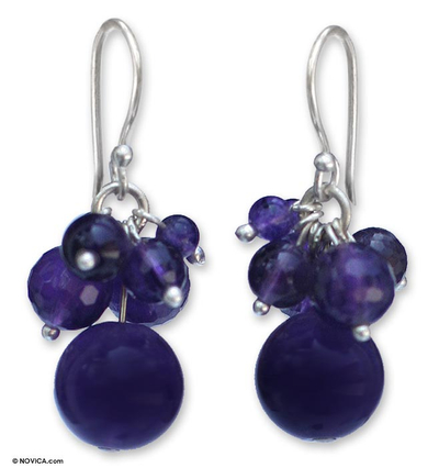 Handmade Amethyst Cluster Earrings