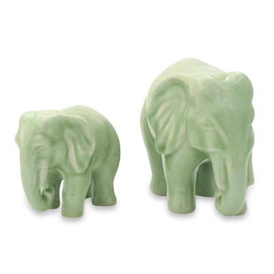 Celadon ceramic statuettes (Pair)