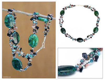 Handcrafted Gemstone Necklace in Turquoise Colors