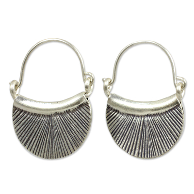 Handmade Thai Fine Silver Hoop Earrings