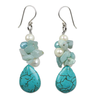 Handcrafted Turquoise Colored Dangle Earrings