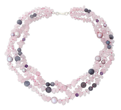 Rose Quartz and Pearl Choker