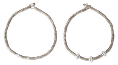 Silver braided bracelets (Pair)