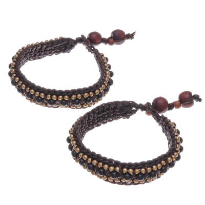 Onyx Wristband Bracelets (Pair)