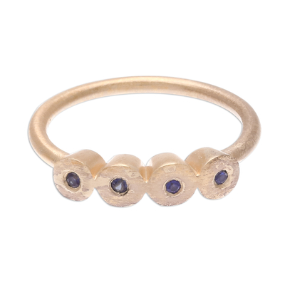 Gold plated sapphire cocktail ring