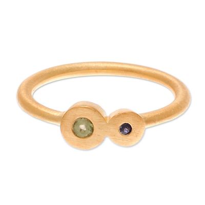 Gold plated sapphire and peridot cocktail ring