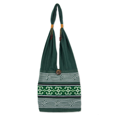 Green Embroidered Shoulder Bag from Thailand